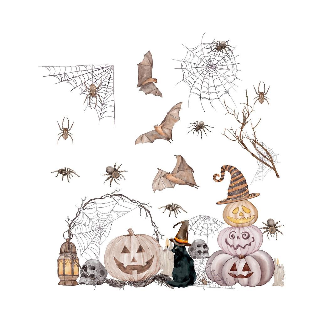 Хэллоуин Наклейки на окна Наклейки для украшения стеклянных окон Праздничная вечеринка Паук Статические наклейки