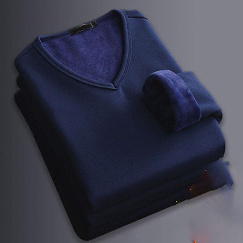 Термобелье для мужчин, верхняя часть, плотная терморубашка, длинный рукав, толстая рубашка, мягкий плюшевый пуловер, теплая футболка