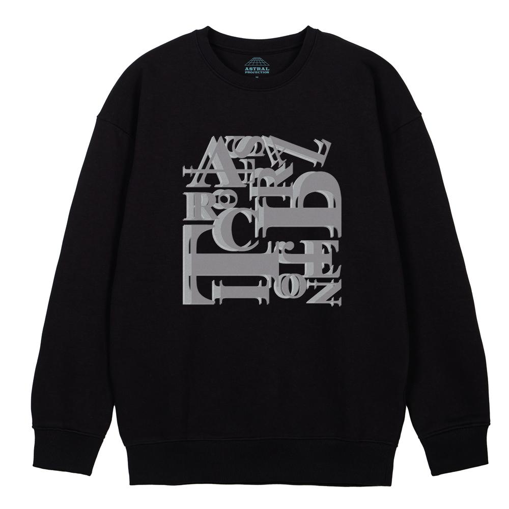 ASTRAL PROJECTION Overlapping Lettering Loose Fit Sweatshirt_Black