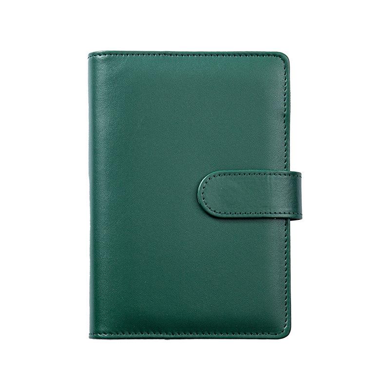 A6 PU Leather Six-Ring Loose-Leaf Binder with Zipper Pockets and Planner