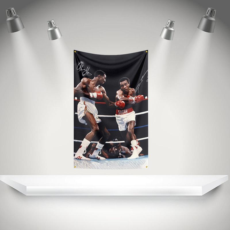 Ssugar Ray Leonards Flag Boxer Banner 3x5ft With Brass Grommets Hd Printing Tapestry Exhibition Boxer Sports Fans Garage Decor
