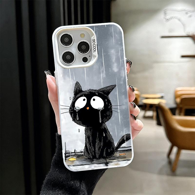 Чехол для телефона Healing Sense Cat Rain, ударопрочный, для iPhone 17 Air 16 16E 15 Pro Max 14 Plus 13 Mini 12, задняя крышка, противоударный Fundas