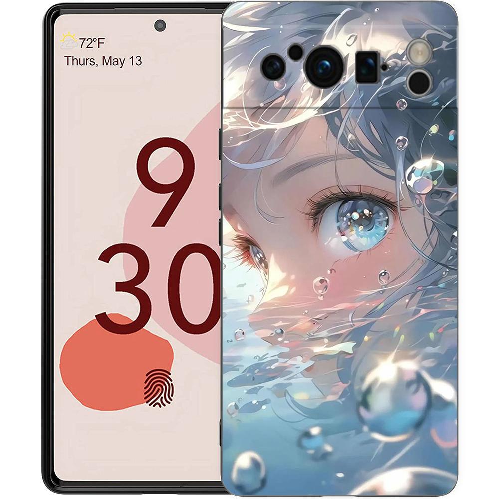 Чехол для телефона Google Pixel 8 A 7 6 Pro 6A 5G черный мягкий противоударный чехол силиконовый TPU чехол с рисунком милых глаз