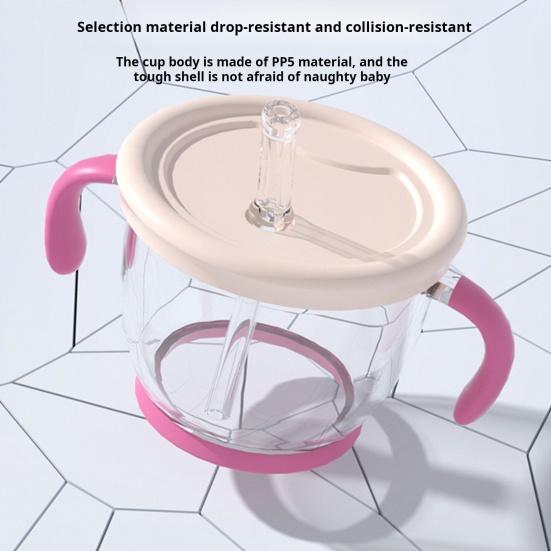 150ml Drinking Cup with Handles Baby And Toddler Sippy Cup Capacity Silicone Straw Easy-to-Grip Handle Mini Cup Reusable Children Tumbler