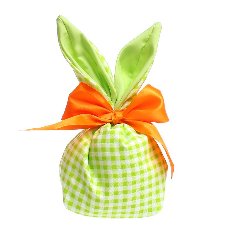 1Pc Candy Bag Easter Figure Originality Silk Ribbon Cartoon Rabbit Ear Floral Print Fabric
