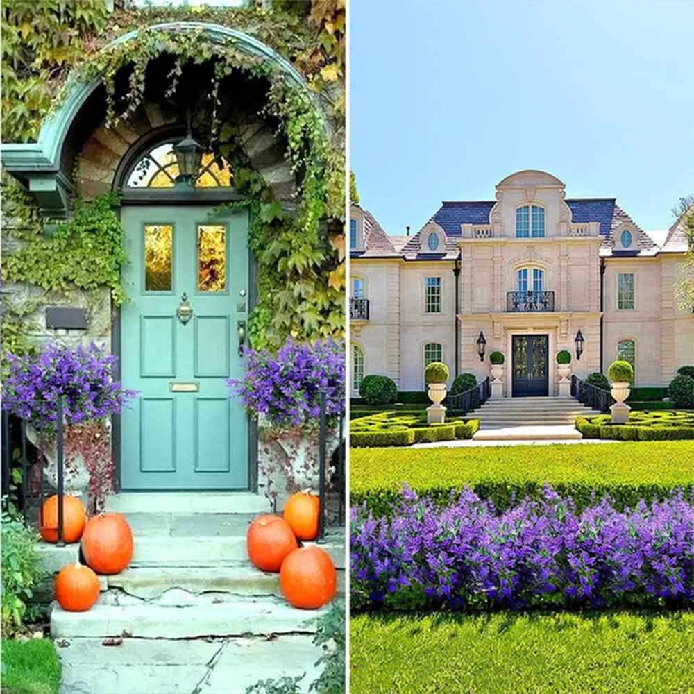 8 шт. искусственных цветов фиолетовые лавандовые искусственные устойчивые к ультрафиолетовому излучению искусственные цветы пластиковые растения декор свадебный букет для офиса стол