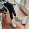 Leather Thick-soled Heightening Dad Shoes for Women 2025 Autumn and Winter New Korean Version Breathable Casual Versatile Sports Shoes for Women
