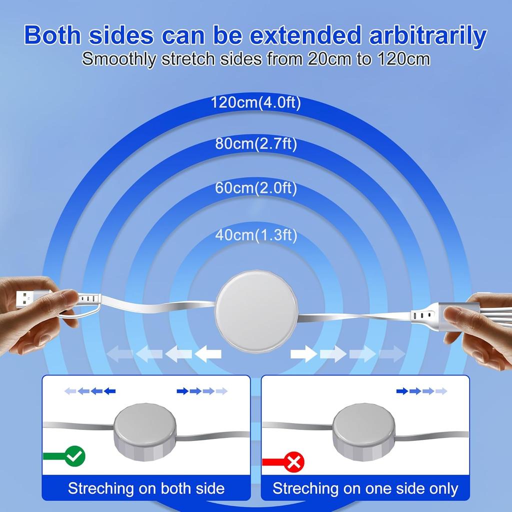Улучшенный мульти-зарядный кабель 4 в 2 для зарядки Apple Watch, 100 Вт выдвижной кабель быстрой зарядки для iPhone, iPad, iWatch, Совместим с