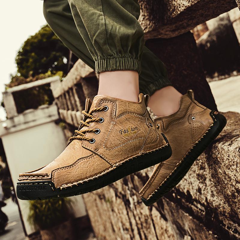 39-46 Мужская повседневная обувь среднего размера, уличная кожаная обувь, туфли большого размера на плоской подошве ручной работы