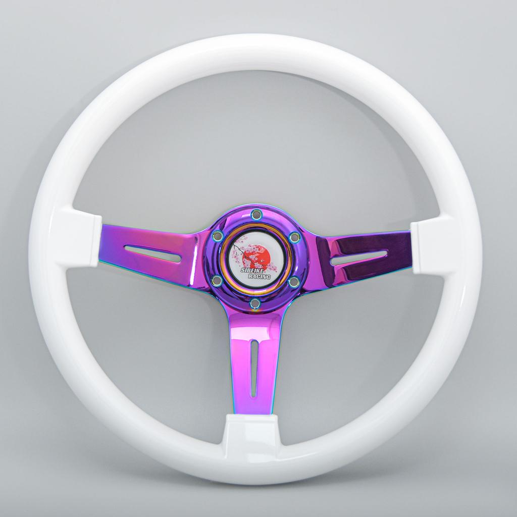 NEW JDM 14inch ABS Steering Wheel Neo Chrome Spoke Black White Pink Racing Sports Steering Wheel