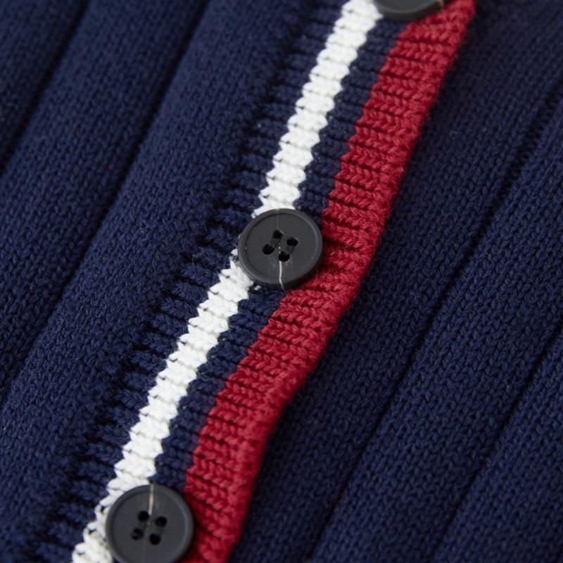 Кардиган вязаный контрастного цвета в стиле колледжа, с вышивкой, для мальчиков и девочек, школьная форма, классная форма, детский свитер-кардиган, куртка