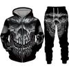Cool Skull 3D Printed Black Zipper Hoodie Pants Suit Gothic Punk Style Men Women Tracksuit Set 2023 Halloween Streetwear Costume