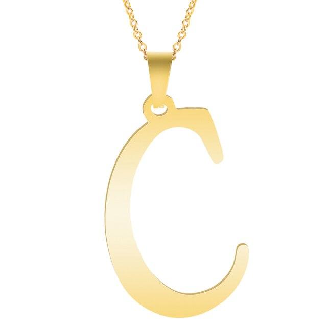 Золотые ожерелья с алфавитом для женщин, ювелирная цепочка на шею, 26 букв, подвески, ожерелье, колье из нержавеющей стали, женский аксессуар