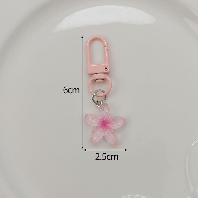 Lovely Sakura Flower Keychain Charm Cute Colored Transparent Flower Keychain Pendant Enamel Bag Hanging Pendent Charms Key Ring