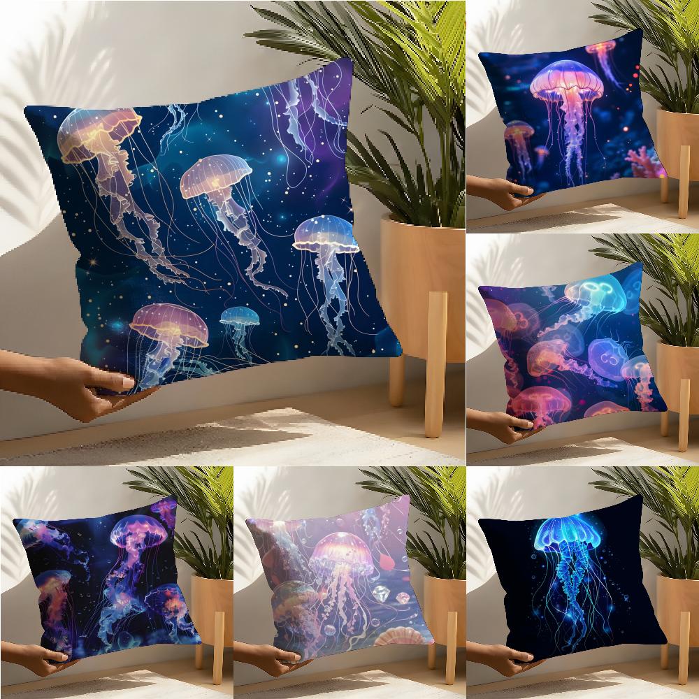Beautiful Marine Life Jellyfish Pillow Case Linen Cushion Covers For Decorative Sofa Home Pillows Case Car Chair Pillows Cases