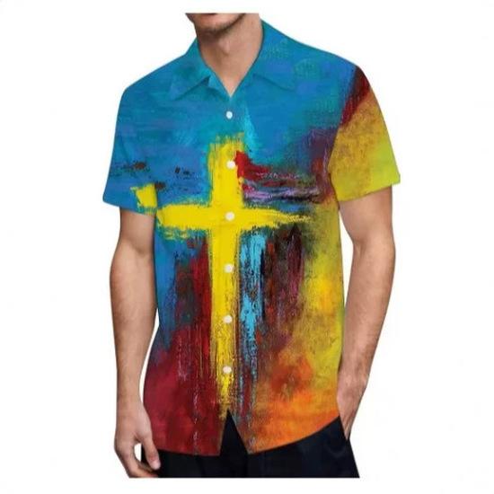 Men's Hawaiian beach-style casual vacation shirt