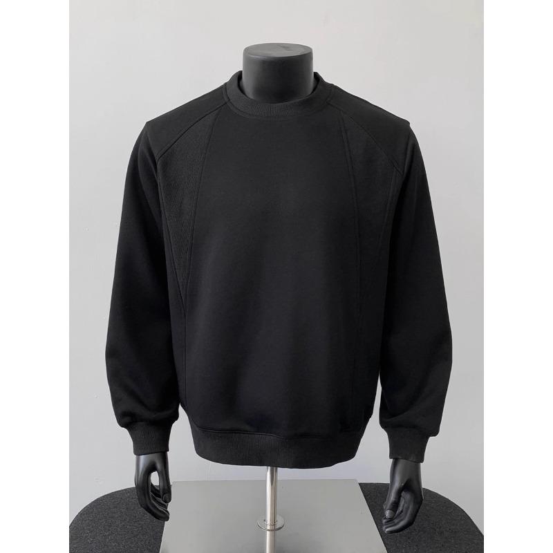 Men S Loose Fit Long Sleeve Pullover Sweatshirt Solid Color Vintage Large Size