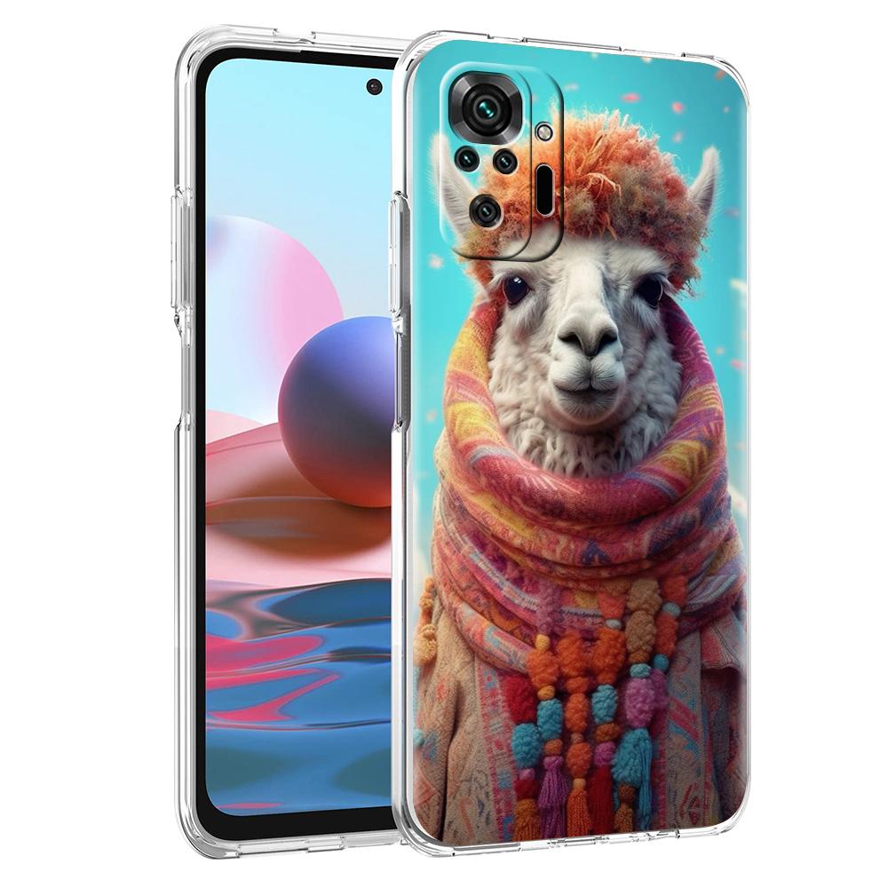 Transparent Phone Case for Redmi 13C 12C 10C Note 13 12 11 11T K40 Gaming Plus Pro 4G 5G Soft TPU Cover Shell Cute Alpaca Donkey