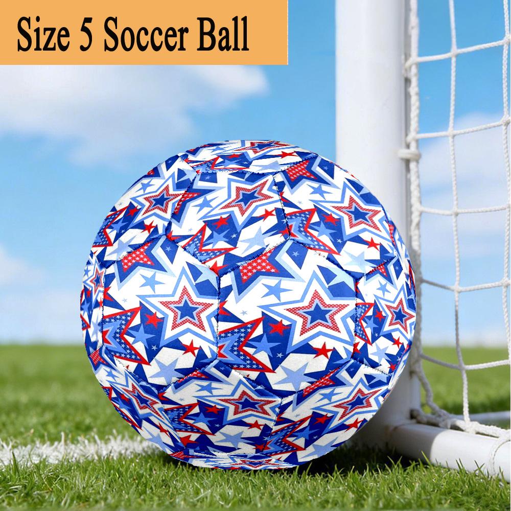 1PC White Stars Size 5 Soccer Balls, Anti-Slip, Outdoor Sport, a Unique Gift, Birthdays, Christmas gifts Valentine'S Day gifts A6