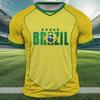 Brazil Flag Print T Shirt For Men Outdoor Sports Short Sleeve T-Shirts Casual Round Neck Loose Tops Summer Trend Men's Clothing