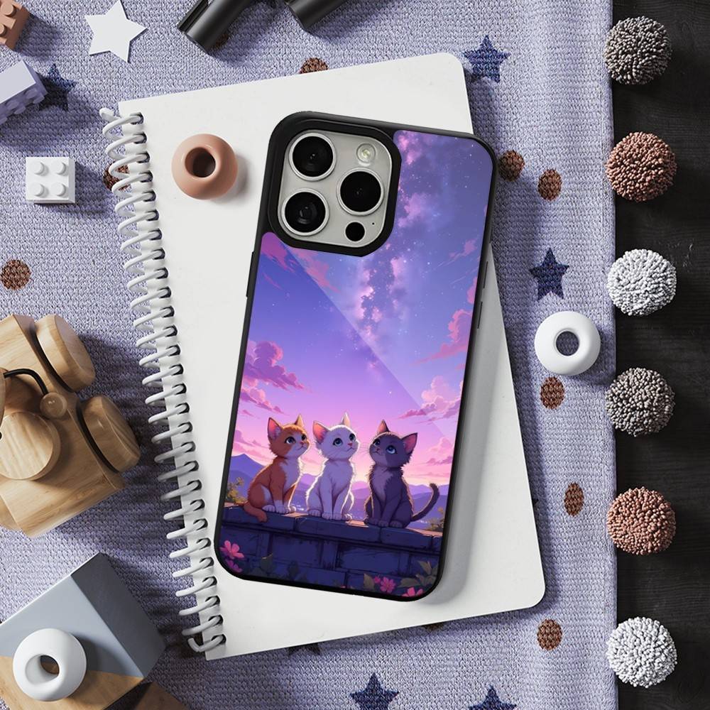 Милый Мультяшный Кот Арт Чехол для Телефона iPhone 17,14,11,15,16,13,12,Pro,Max, Для Magsafe,Plus,Mini, Магнитный Чехол с Беспроводной Зарядкой