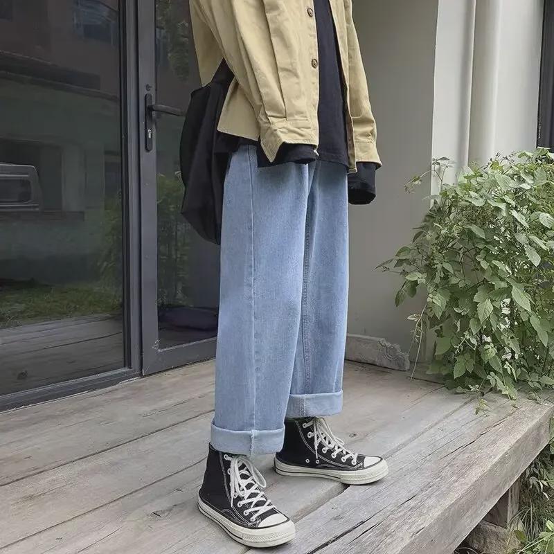 Осень/Зима 2022 Женские джинсы с высокой талией и широкими штанинами — модные, свободные, облегающие, прямые брюки в корейском стиле