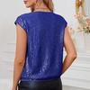 Summer New Sleeveless Sequin Casual Loose Shirts for Women Elegant Slim Fit V-neck Solid Blouses Women Elegant Simple Fashion Ladies Shirt Tops 26422