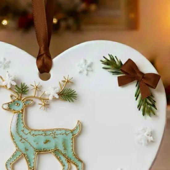Рождественское украшение в форме сердца Искреннее Перо/Стрекоза/Олень/Цветок Рождественское украшение Вдохновляющий акриловый сувенир для елки Праздничный декор