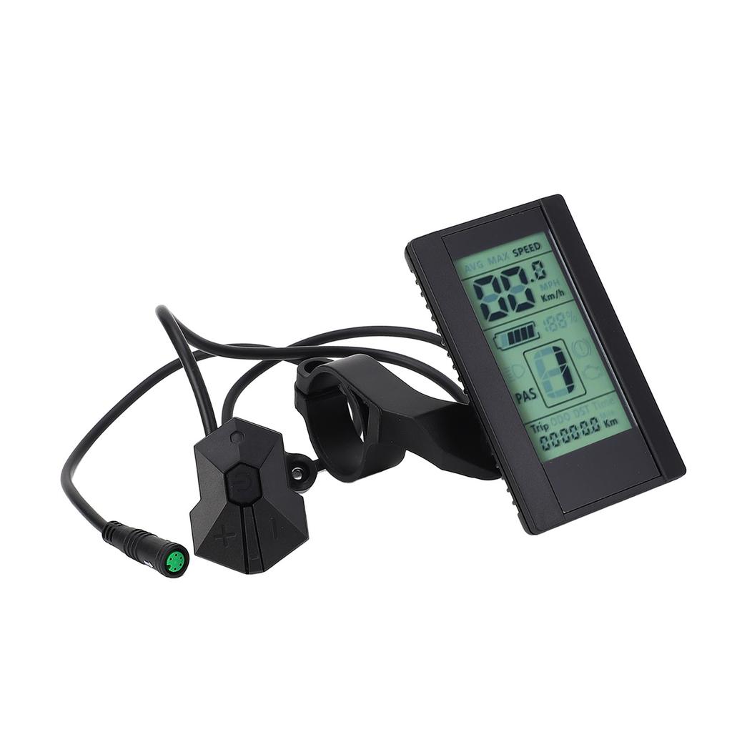 Electric Bike LCD Display Meter 2.7 Inch Screen 24V 36V 48V 52V Backlight Brightness Adjustable Water Resistant LCD