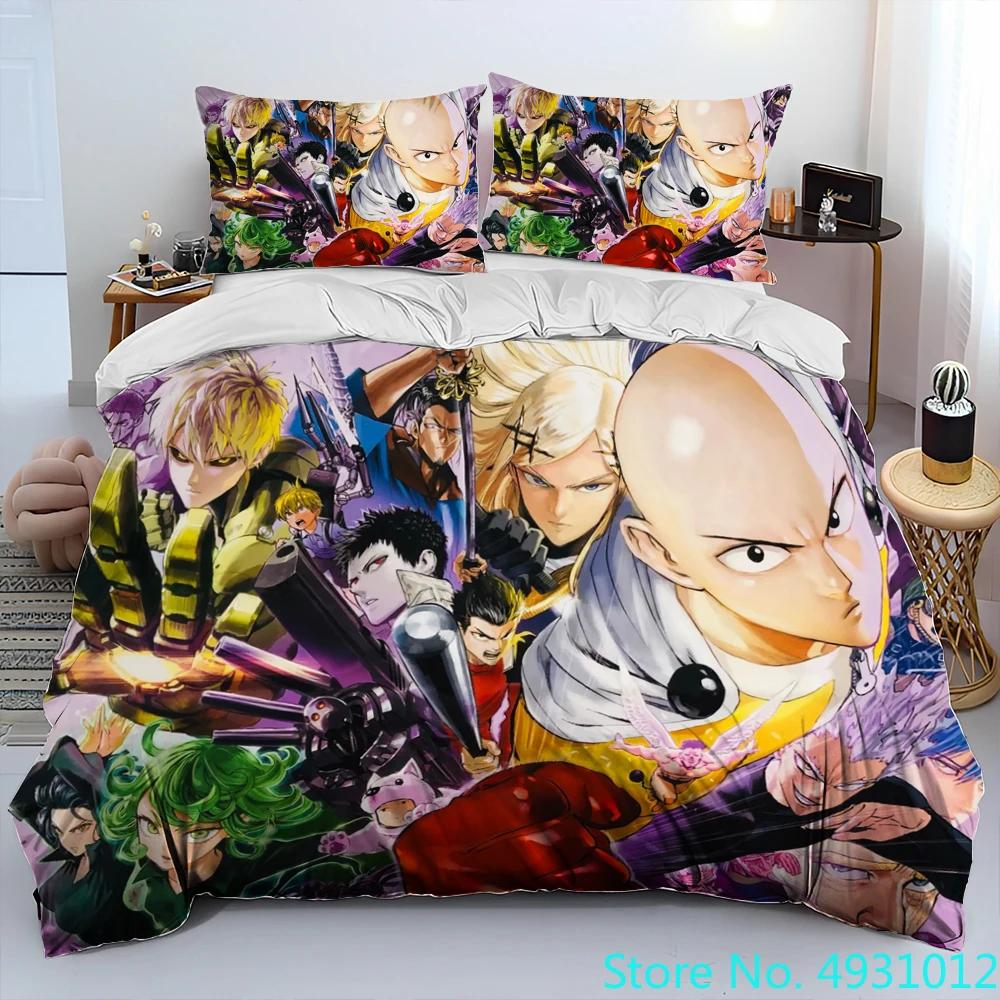 ONE PUNCH MAN Anime Cartoon Bedding Set Duvet Cover Bed Set Quilt Cover Pillowcase,king Queen Size Bedding Set Kids Gift