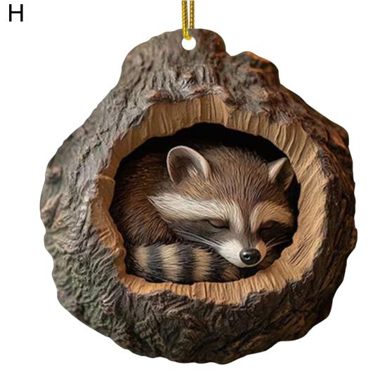 Christmas Tree Pendant Hanging Acrylic Ornament with Lanyard Easy To Install Adorable Animal Shape Holiday Festive Decoration