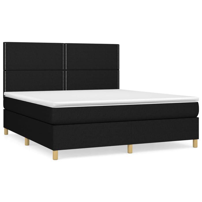 Maison Exclusive - Sommier à lattes de lit avec matelas Noir 180x200 cm Tissu