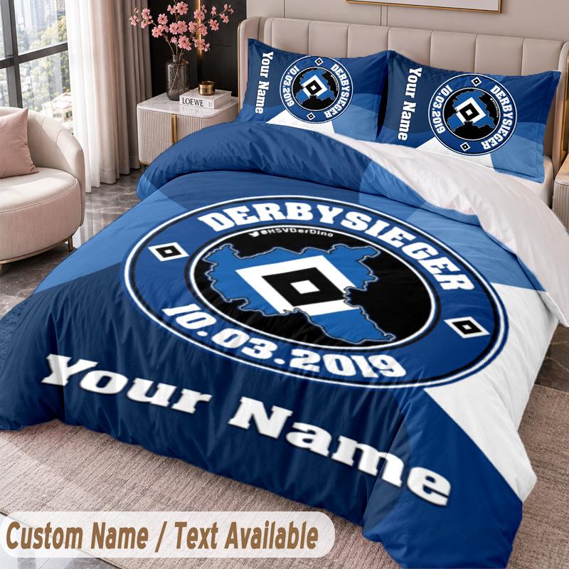 Hamburger SV Printed Bedding Set Custom Name Text 1 Duvet Cover 2 Pillowcases For Bedroom