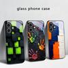 Каменная накладка с отпечатком лапы животного для iPhone 17 Air 16 E 15 Plus 14 Pro Max 13 12 mini 11 5 6 7 8 Plus XR XS Max SE Черный стеклянный чехол для телефона