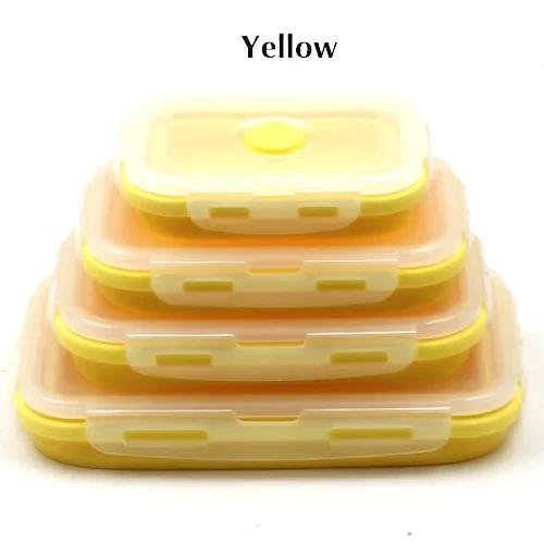 Collapsible Silicone Food Container, Portable Bento Lunch Box, Microwave Food Storage Containers for Home and Outdoor Use