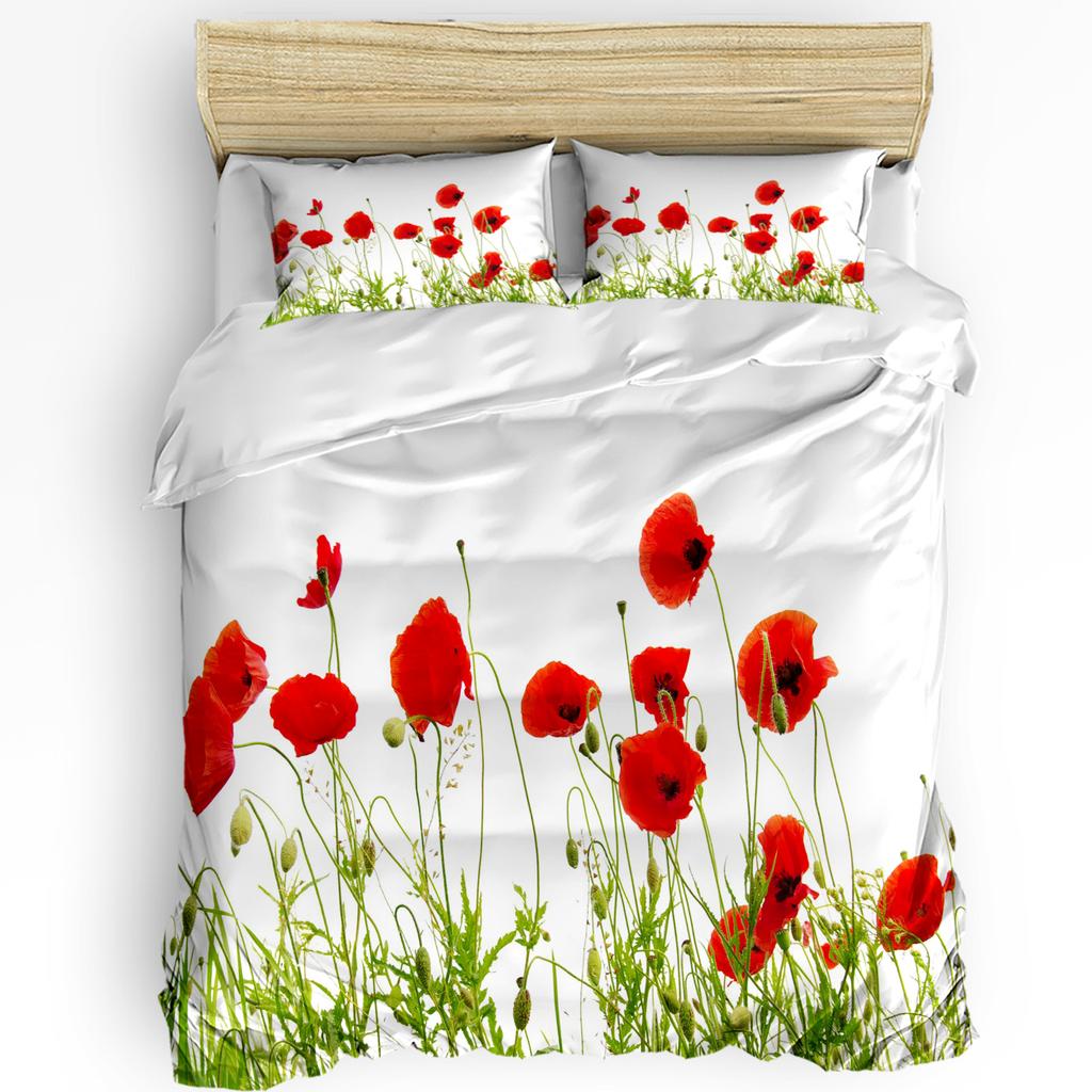 Цветы Листья Комплект постельного белья из 3 предметов для спальни, двуспальная кровать, домашний текстиль, пододеяльник, наволочка