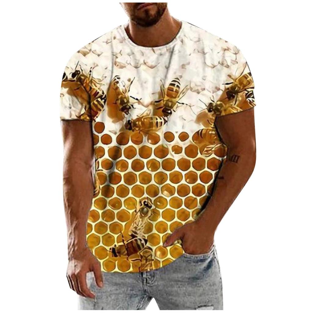 Men'S T-Shirt Short Sleeve Printed Summer Round Neck Top Trend Casual Sweatshirt