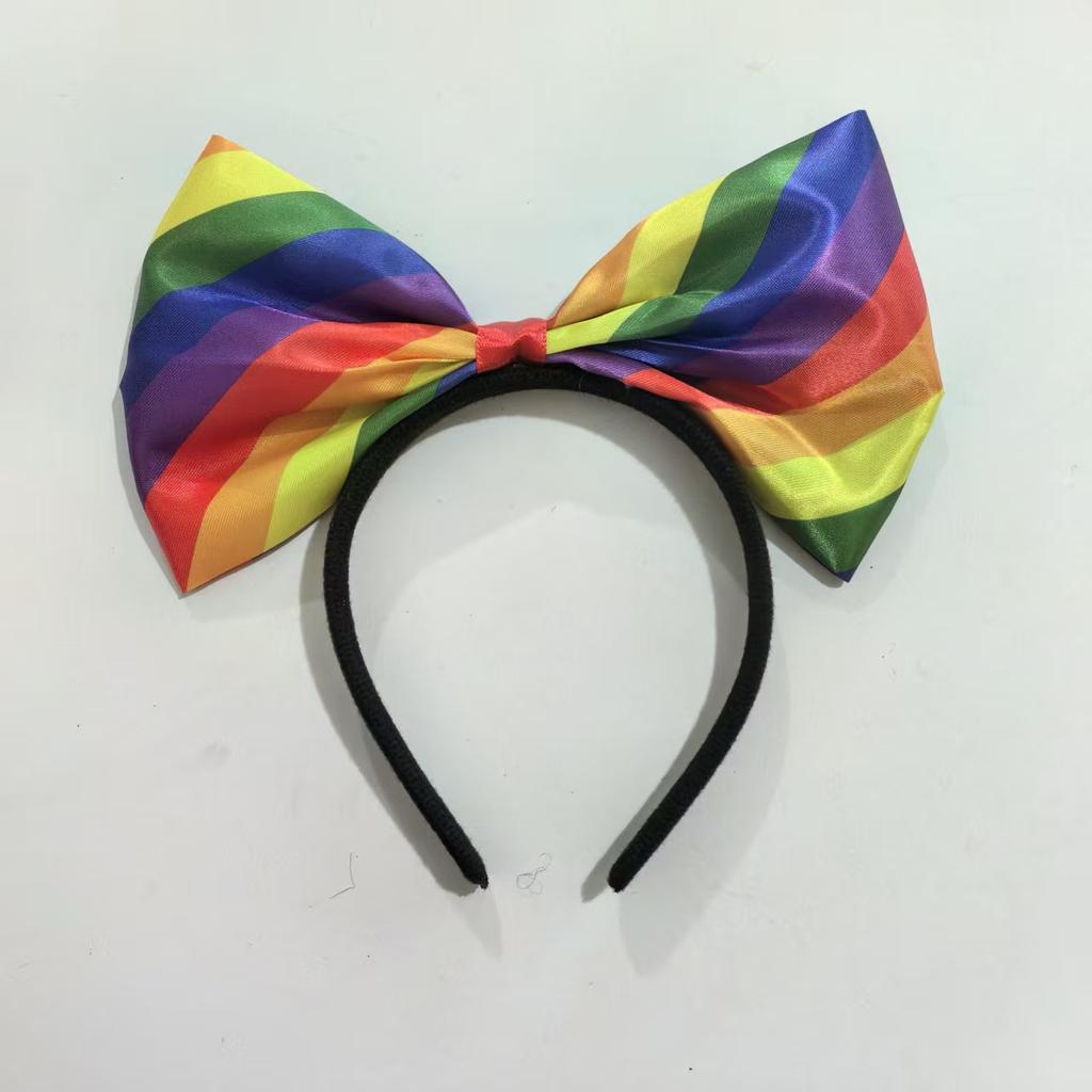 Cross Border Rainbow Bow Hairband Six Color Festival Party Dance Carnival Headwear