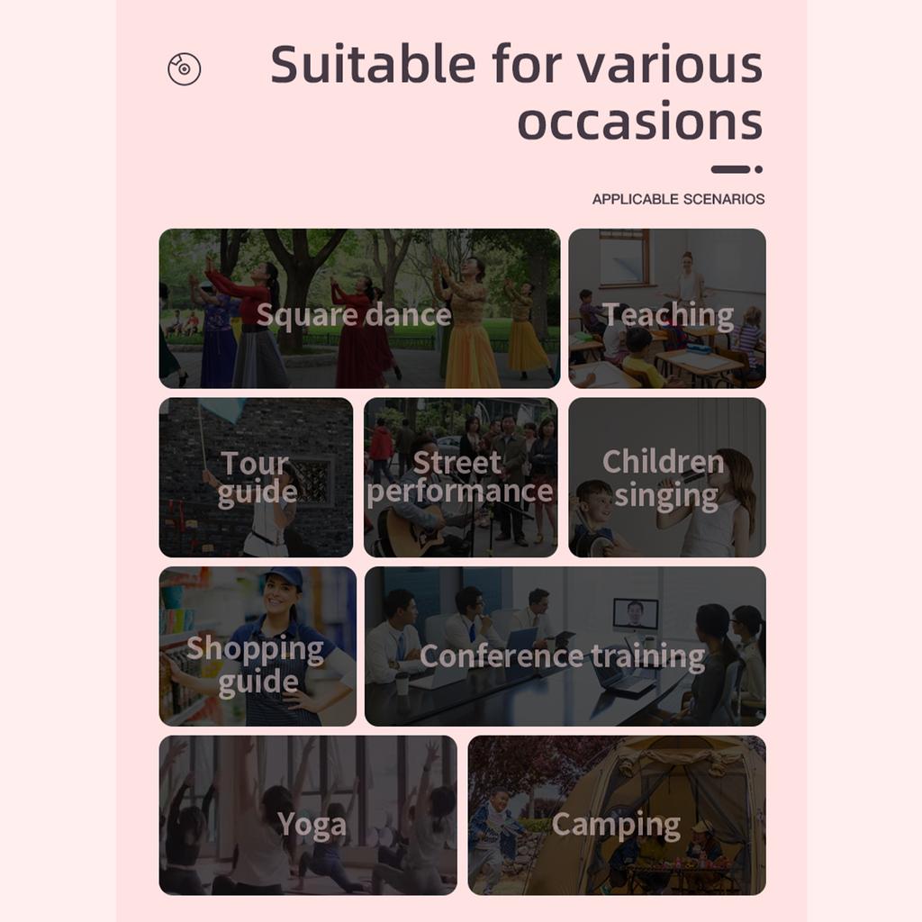 Мини-караоке-машина BT Караоке-динамик с беспроводными микрофонами Ослепительный цветовой световой эффект для