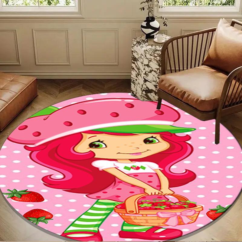 Strawberry Kitten Round Rug for Livingroom,Bedroom, Palyroom, Chair Rug, Area rug, Circle Carpet, Large Size Fan Christmas gift
