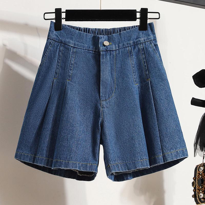 Plus Size Women's High Waist Denim A-Line Shorts - 200 Lbs Summer Loose Fit Hot Pants