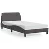 VidaXL Bed Frames with Headboard, Upholstered Bed with Slatted Base, Single Bed with Bedroom Footboard, Grey 100x200 Cm 373141