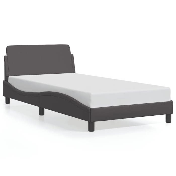 VidaXL Bed Frames with Headboard, Upholstered Bed with Slatted Base, Single Bed with Bedroom Footboard, Grey 100x200 Cm 373141