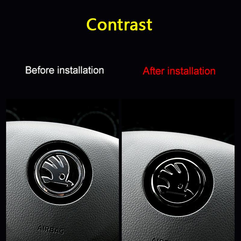 VMAD6 46mm ABS Steering Wheel Logo Emblem Protective Cover Dustproof Oil Resistant Car Central Decoration Badge For Skoda Superb Fabia