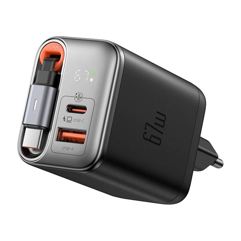 2-in-1 Charger Usb-C+A Mcdodo Ch-4100 67W Gan, Usb-C Cable 65Cm, Black