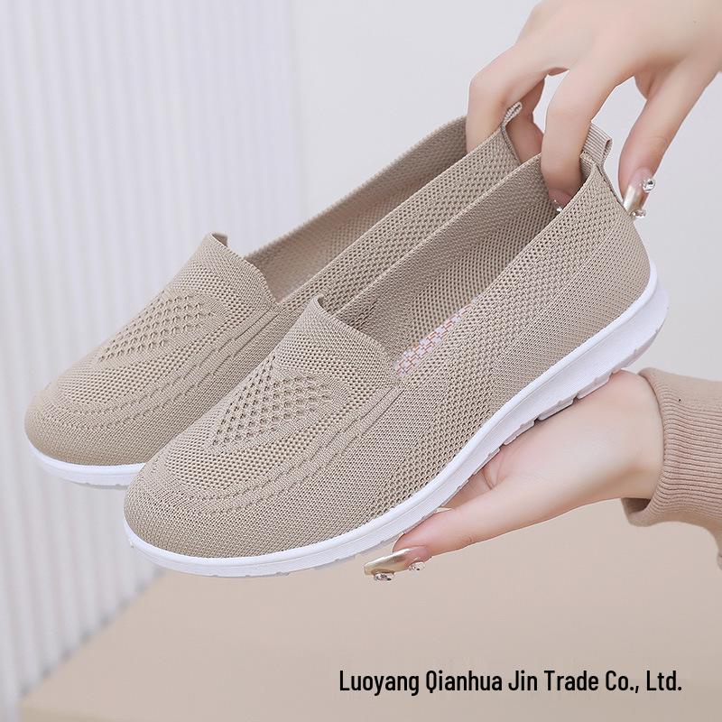 Женские дышащие слипоны из материала Flyknit, больших размеров, в повседневном весеннем стиле