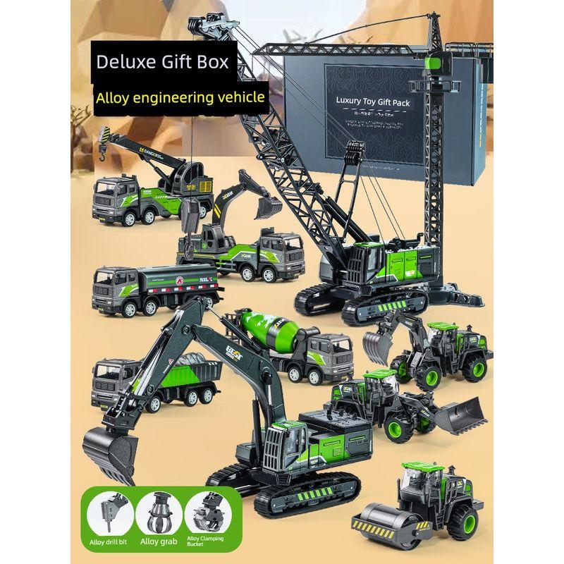Детский набор инженерной техники из сплава Экскаватор Развивающие игрушки для мальчиков 2-4 лет 6 Кран Каток Бетономешалка