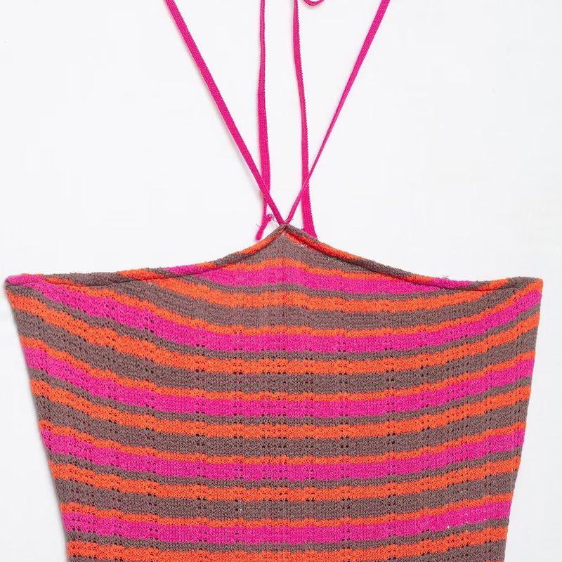 Kaslead New Women Clothes Western Style Simple Slim Fit Stripe Jacquard Dress 6050801