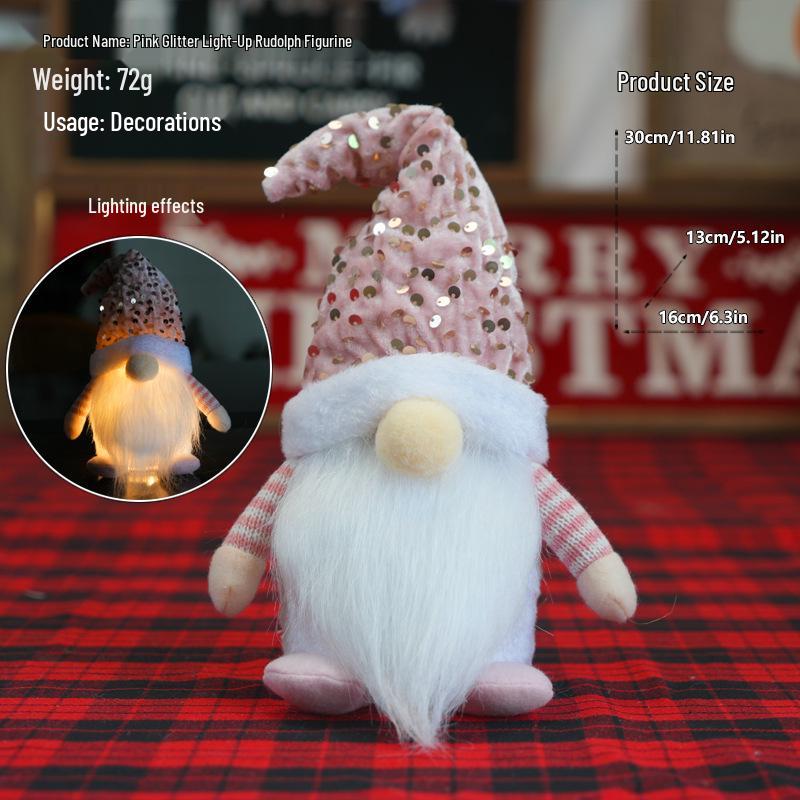 Светящийся гном с пайетками и Рудольф Рождественские украшения