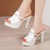 Women Shoes Summer Ladies Sandals High Heel Platform Slippers Woman Fashion Genuine Leather Comfort Open Toe Sandals Size 32-43